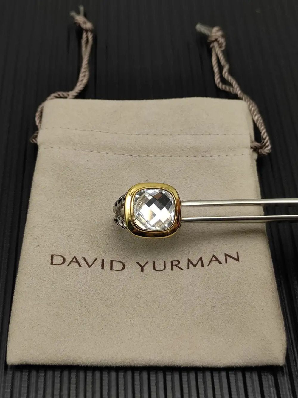 David Yurman two-tone square diamond ring